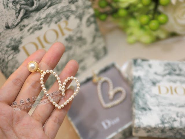 Dior飾品 迪奧經典熱銷款珍珠愛心925銀針耳環耳釘  zgd1477